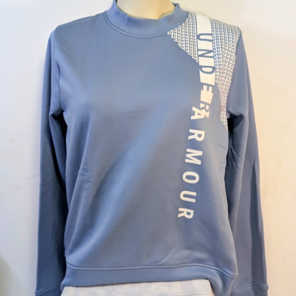 UNDER ARMOUR COLDGEAR Womens Blue Fleece Sweater Sz Med Spellout